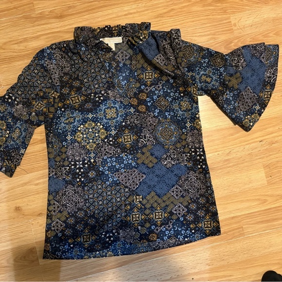 MICHAEL Michael Kors Tops - MICHAEL Michael Kors Blue and Black Geometric Blouse